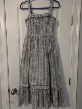 Max Studio Block Print Strappy Maxi Dress, With Pockets!